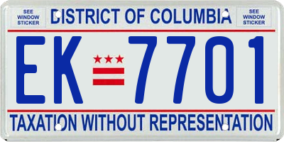 DC license plate EK7701