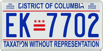 DC license plate EK7702