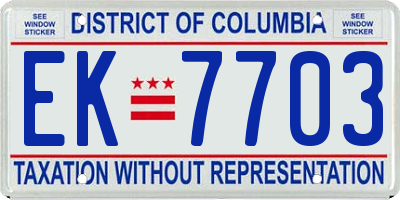 DC license plate EK7703