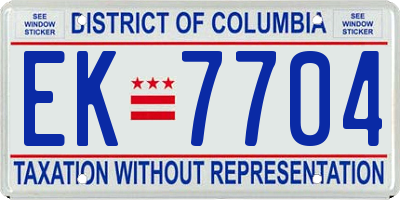 DC license plate EK7704