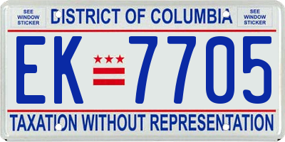 DC license plate EK7705