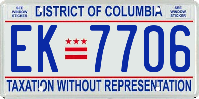 DC license plate EK7706