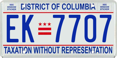 DC license plate EK7707