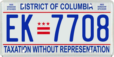 DC license plate EK7708