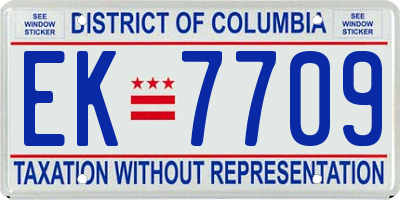 DC license plate EK7709