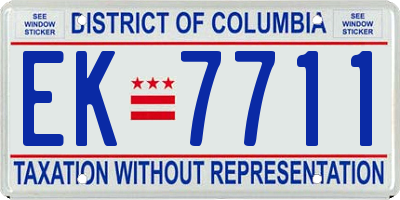 DC license plate EK7711