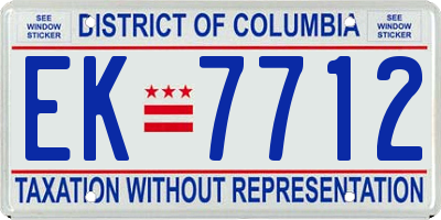 DC license plate EK7712