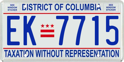 DC license plate EK7715