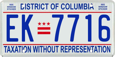 DC license plate EK7716