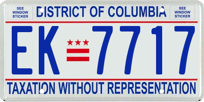 DC license plate EK7717