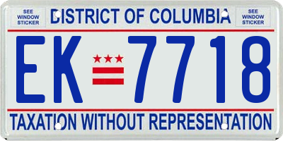 DC license plate EK7718