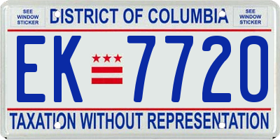 DC license plate EK7720