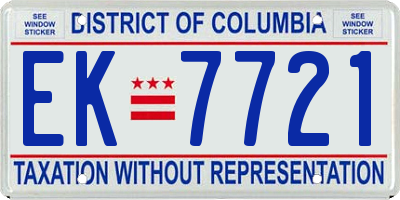 DC license plate EK7721