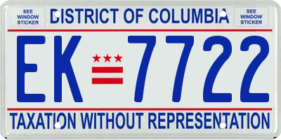 DC license plate EK7722