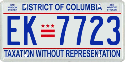 DC license plate EK7723