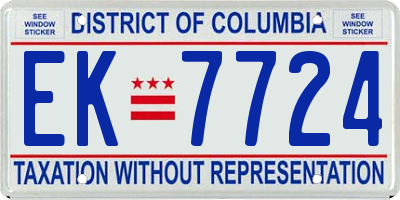 DC license plate EK7724