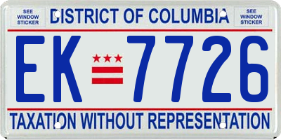 DC license plate EK7726