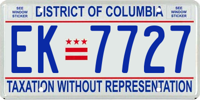 DC license plate EK7727