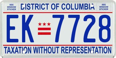 DC license plate EK7728