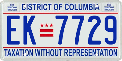 DC license plate EK7729