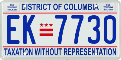 DC license plate EK7730