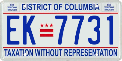 DC license plate EK7731