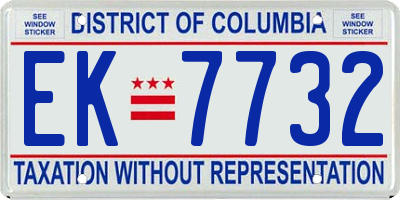 DC license plate EK7732