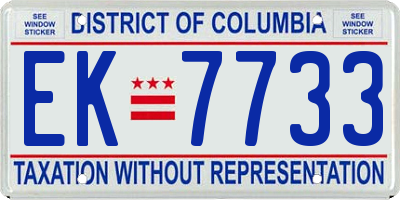 DC license plate EK7733