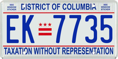 DC license plate EK7735