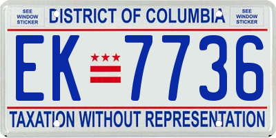 DC license plate EK7736