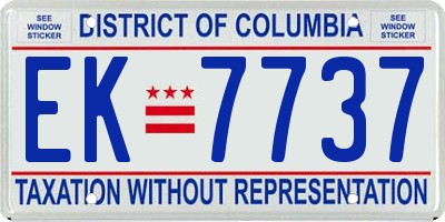 DC license plate EK7737