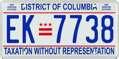 DC license plate EK7738