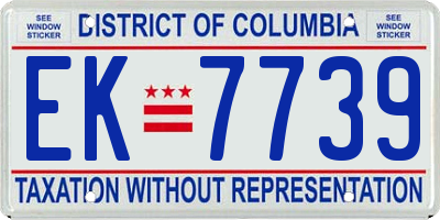 DC license plate EK7739