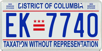 DC license plate EK7740