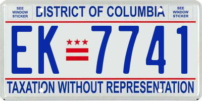 DC license plate EK7741