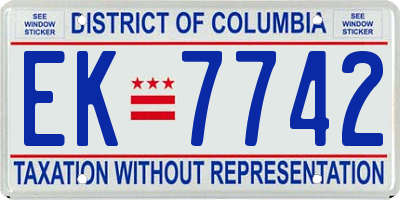 DC license plate EK7742