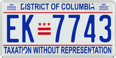 DC license plate EK7743