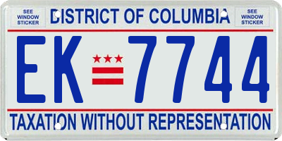 DC license plate EK7744