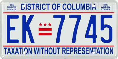 DC license plate EK7745