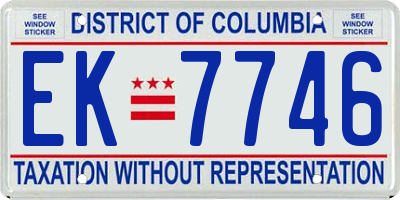 DC license plate EK7746