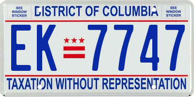 DC license plate EK7747