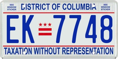 DC license plate EK7748