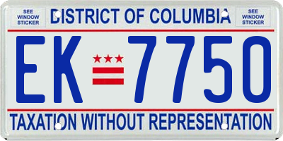 DC license plate EK7750