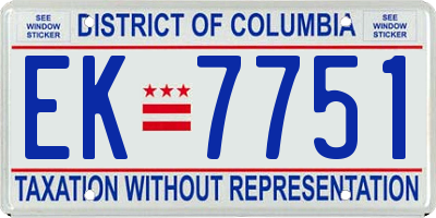 DC license plate EK7751