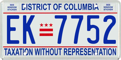 DC license plate EK7752