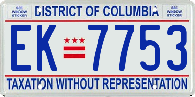 DC license plate EK7753