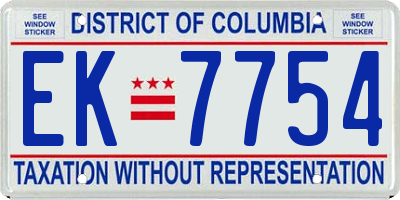 DC license plate EK7754