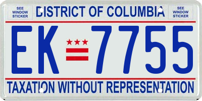 DC license plate EK7755