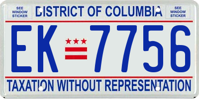 DC license plate EK7756