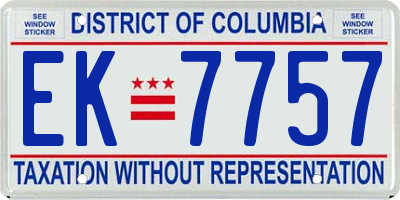 DC license plate EK7757